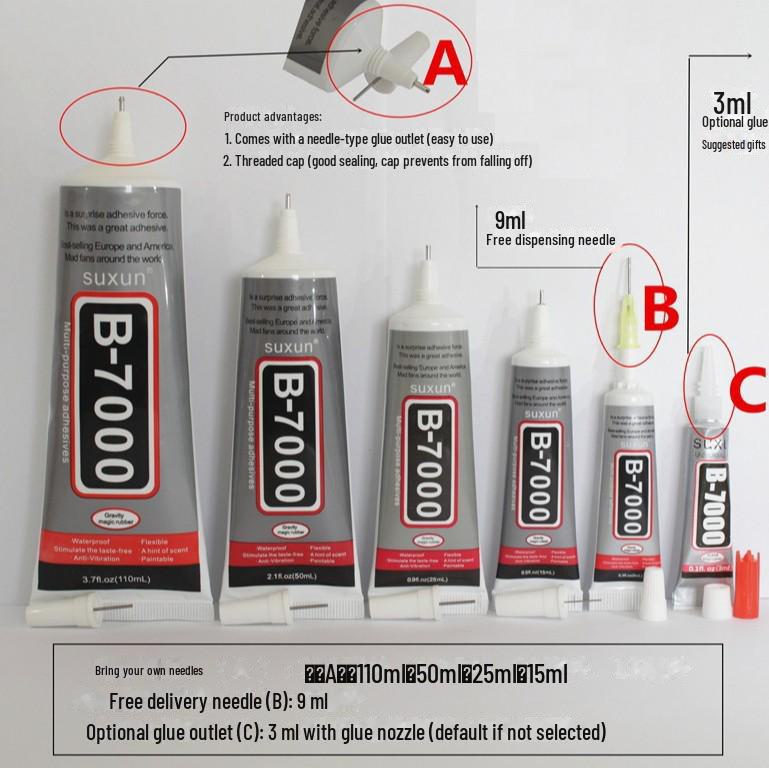 B7000 Strong Transparent Glue for DIY Jewelry, Mobile Frame Repair, and Sticky Diamonds