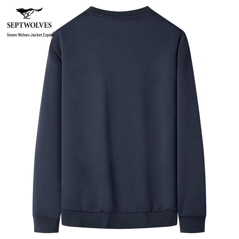 Qipilong Men's Wolf Head Print Pullover Sweatshirt