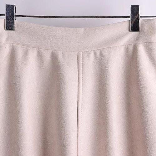 Fustă Retro de Toamnă Iarnă pentru Femei din Piele Suedeză cu Talie Înaltă și Croială Slim Fit Fustă Midi A-Line pentru Femei Fustă Evazată