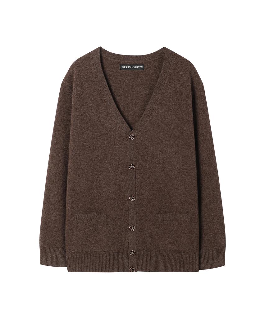 Wesleyhyuston Vine Metal Button Wool Cardigan Brown
