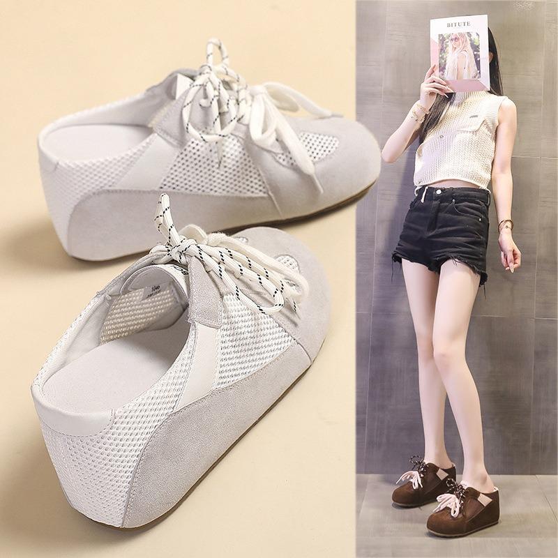 Thick-soled Cover-up Shoes Women's Shoes Half Slippers New Height-increasing Beach Casual Sandals