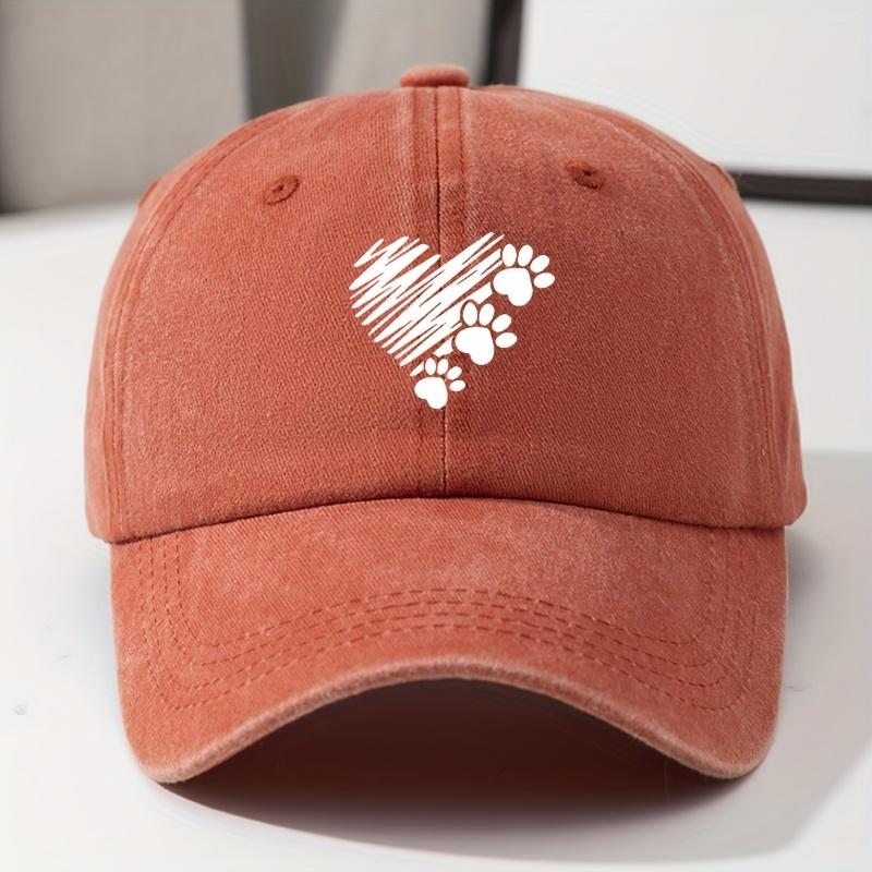 Heart Shaped and Paw Print Design Baseball Caps for Men and Women Are Lightweight and Durable, Suitable for Casual Outings