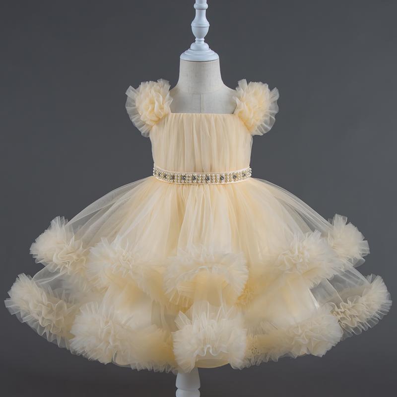 Baby Dress 0-5 Years Old Birthday Party Wedding Sleeveless Mesh Fluffy Cute Girl Princess Dress