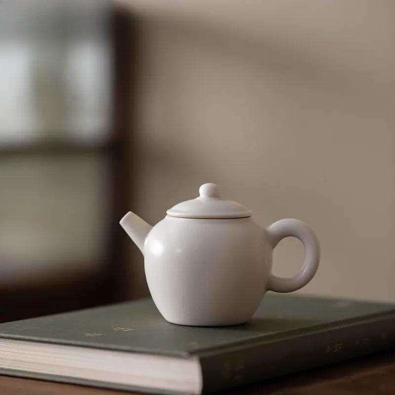100ml Cherish White Matte Glazed Teapot Luxury Tea Infuser Pot Tea Maker Kettle With Ball Hole Dahongpao Drinkware Gift Supplies