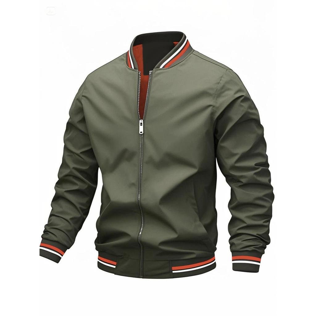 Herren Freizeit Stehkragen Doppelstreifen Jacke Mantel
