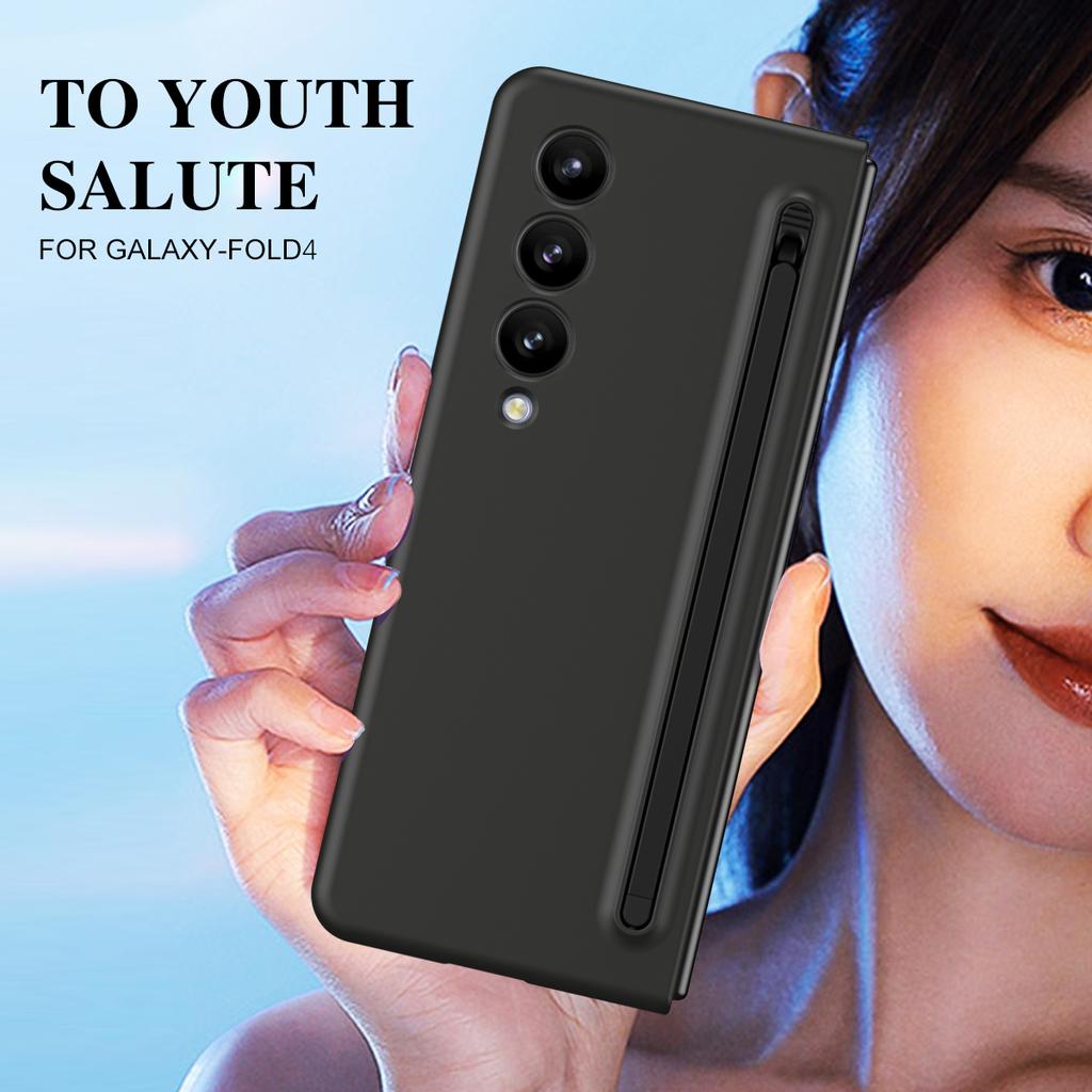 For Samsung Galaxy Z Fold4 5G Case Anti-Drop PC Phone Cover with Stylus/Tempered Glass Film