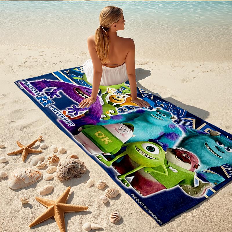 1Pc Monsters University Cartoon Character Print Beach Towel Quick Dry Multiuse For Beach Pool Gym Yoga Home Travel Christmas Halloween Xmas Gift Q1432