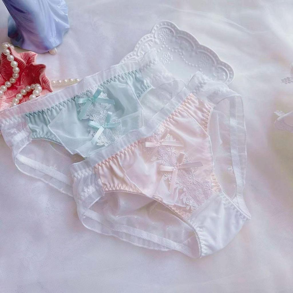 EasyTalk Sexy Embroidered Elegant Popular Faux Silk Plus Girls Und Panzer Women's Panties, Lace, Underwear, Fabric, Sheer, Seductive, Sizes, (L,