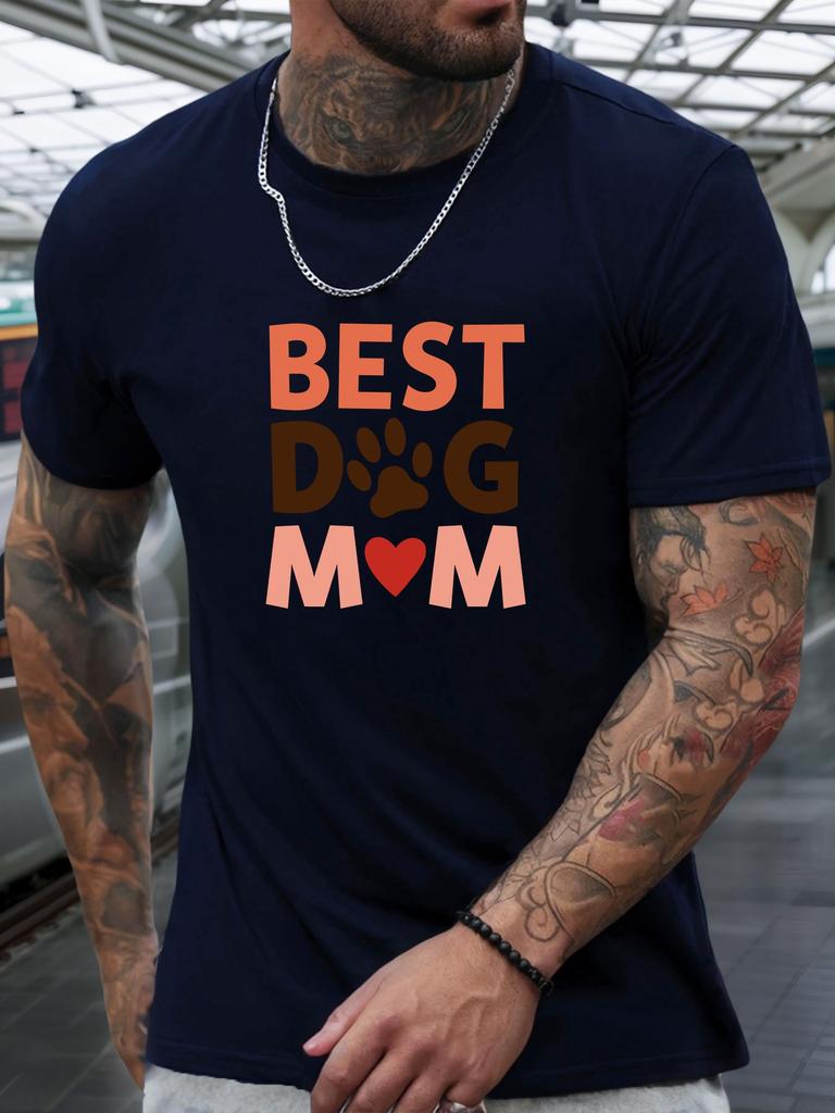 Short Sleeve TShirt BEST DOG MOM Mens 100 Cotton Pattern Printed Shirt Summer Round Neck Breathable Casual Fashion Cool Tee