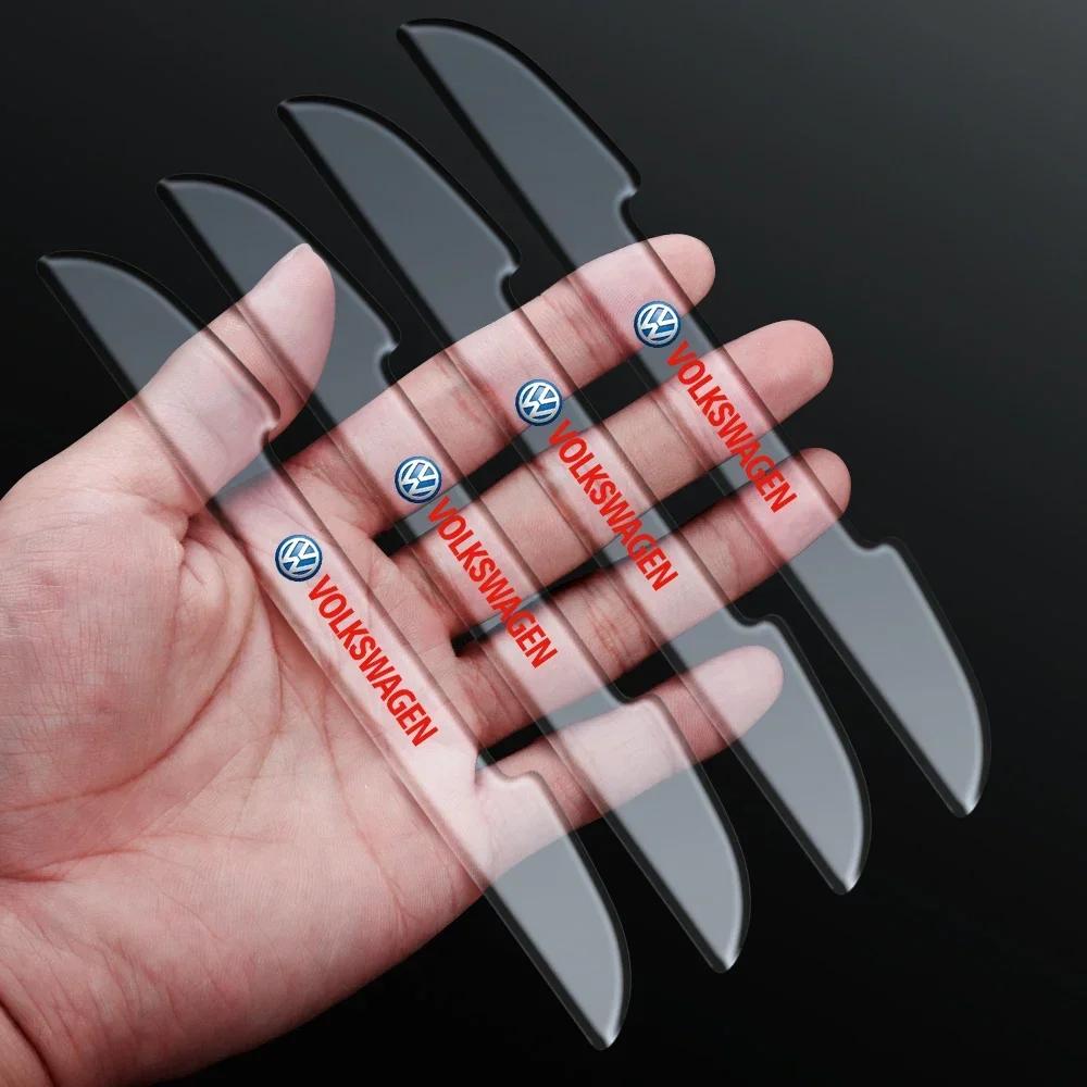 New 4pcs Transparent Door Edge Protector Stickers Anti Collision Strips For VW Volkswagen Polo Golf Passat Scirocco Tiguan