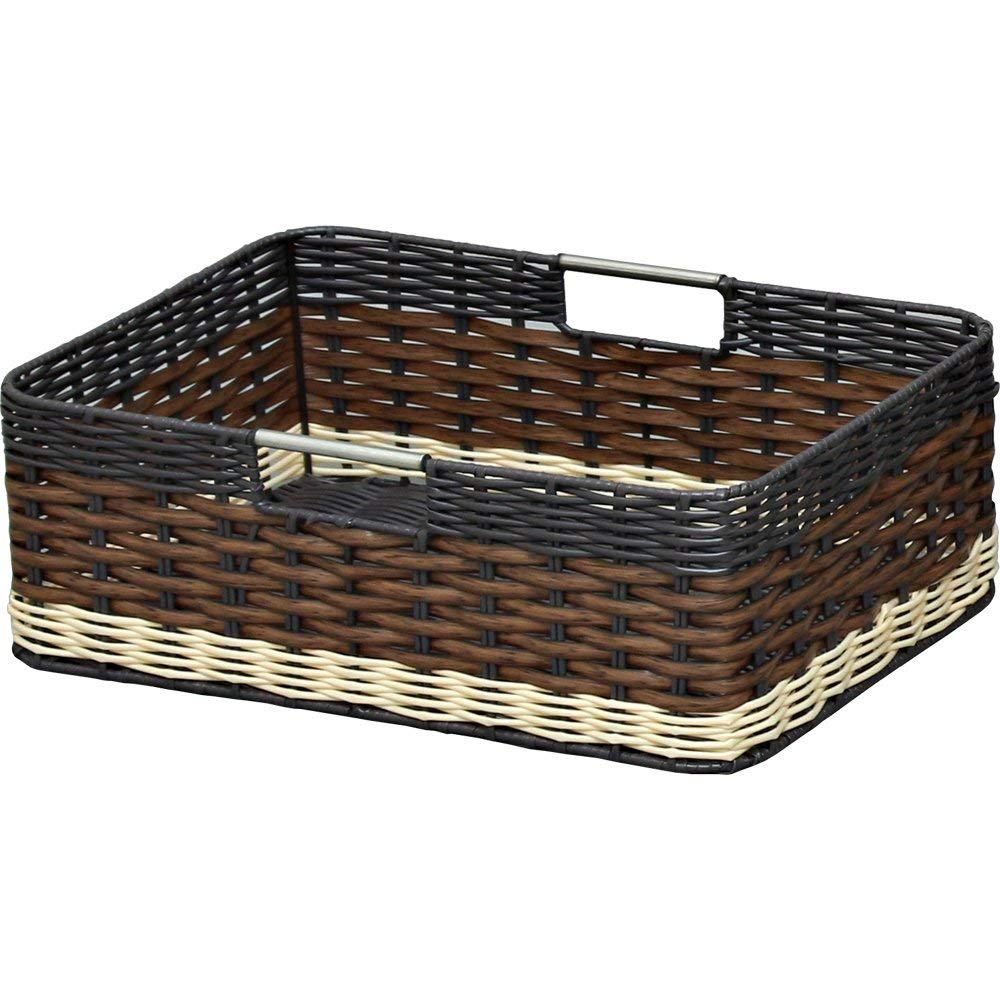 Iris Ohyama Box Woody Shallow Set of 3 Width 38 X Depth 26 X Height 13cm Brown IMK-38