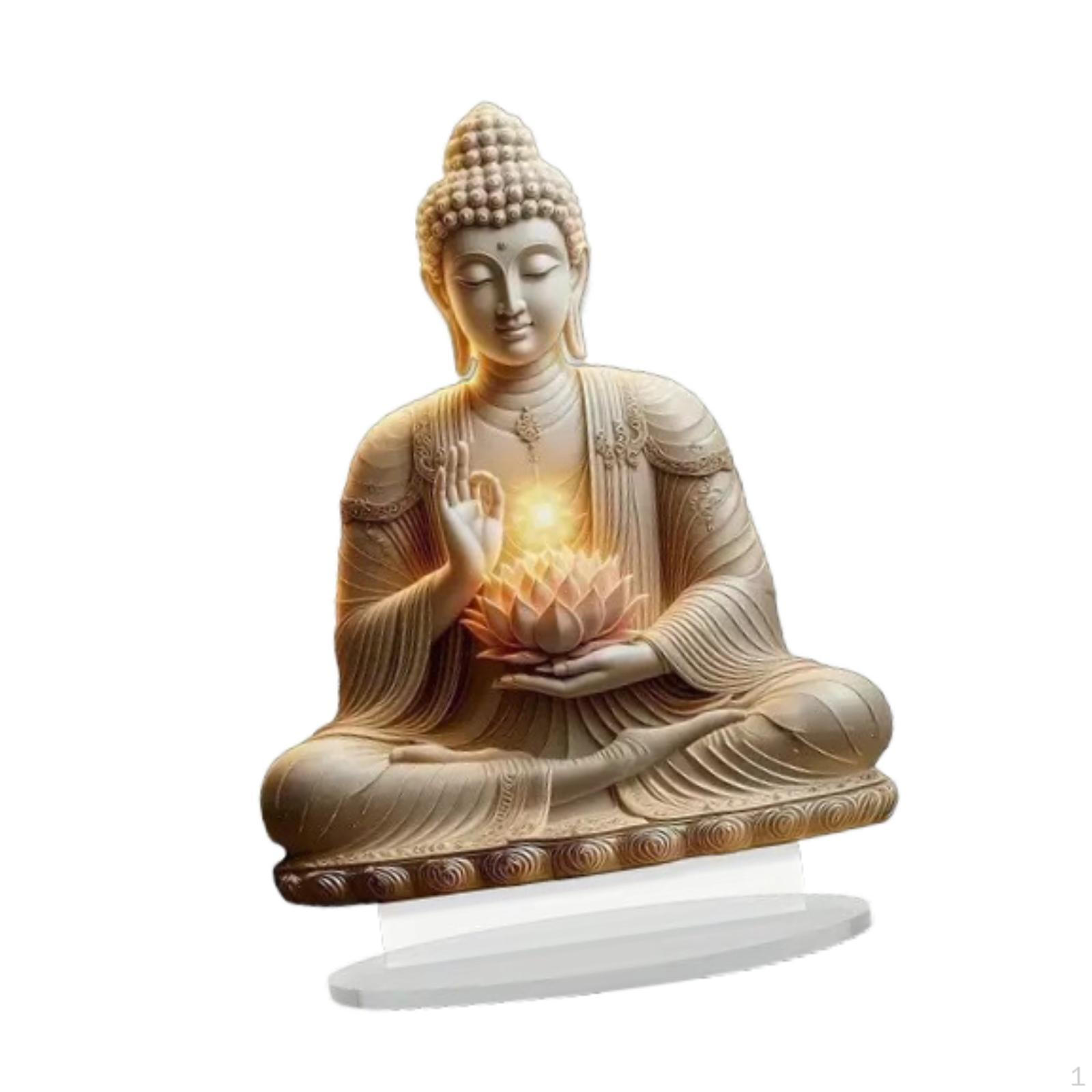 

Acrylic Decorative to Assemble 2D Flat Buddha Ornament Christmas Decor Stable Base Desktop Color C