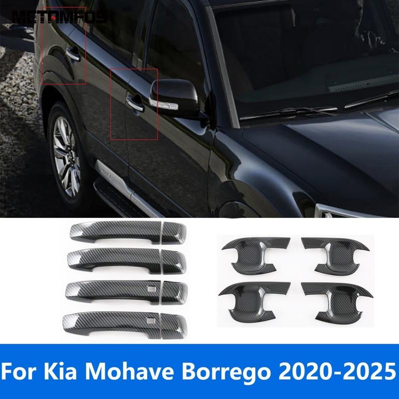 Side Door Handle Bowl Cover Trim For Kia Mohave Borrego 2024 2025 Carbon Fiber Protection Cap Accessories