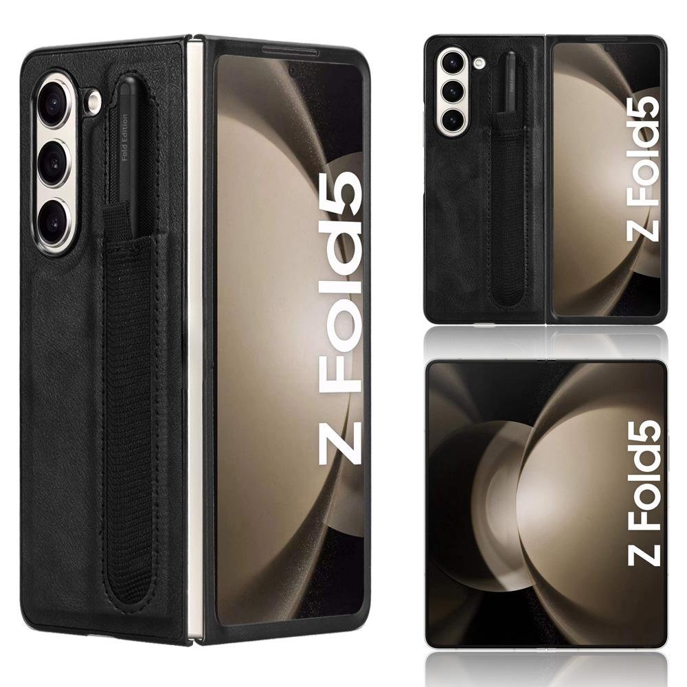 For Samsung Galaxy Z Fold5 5G Retro Texture Phone Cover PU Leather+PC Phone Case with Pen Slot