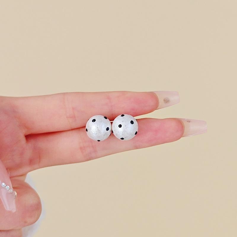 

Серьги-гвоздики из хлопка и жемчуга в французский горошек, женские легкие серьги в стиле «темперамент», серьги высокого класса