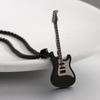 New Style Stainless Steel Guitar Pendant Necklace, Two-Tone Electroplated, 52MM Fashion Accessory.