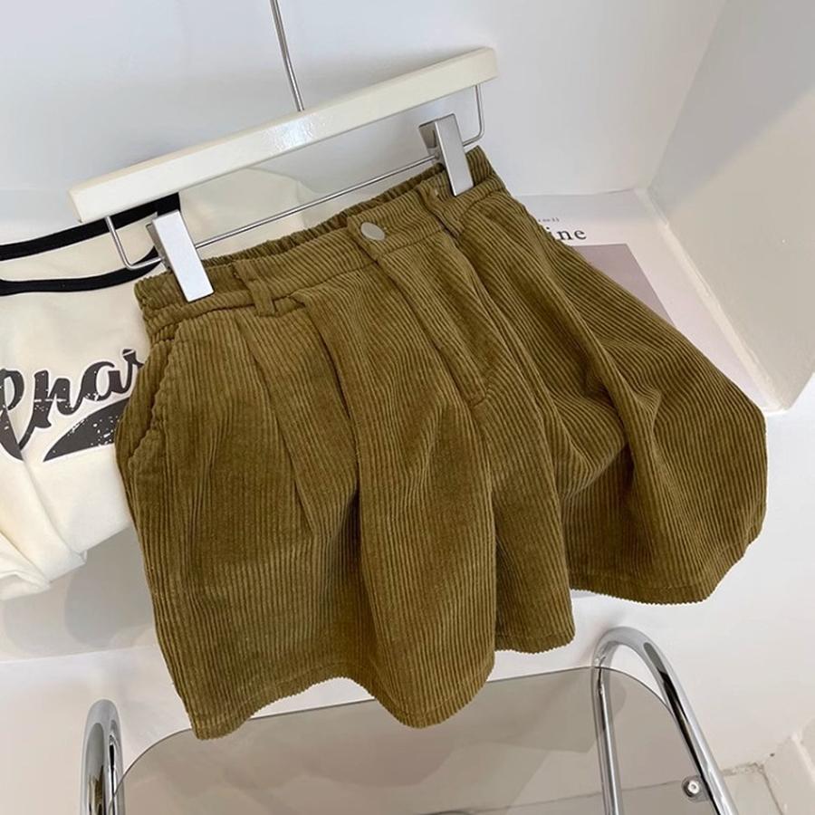 Vintage Velvet Shorts Women Spring New High Waist Straight Leg Loose Slim Fit Wide Leg Pants for Boots