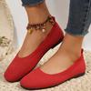 Fashion Women Flat Shoes Solid Color Knitted Office Shoes Casual Breathable Ballet Soft Mesh Mules Shoes Women Loafers Zapatos De Mujer