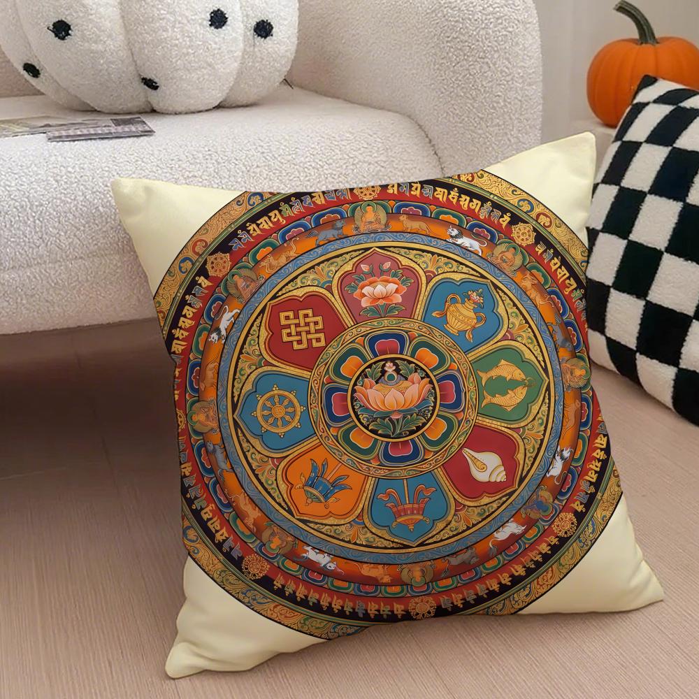 Classical traditional DDharma Wheel Cushion Cover Throw Pillow Cover Hidden Button Durable Polyester Chair Cushion