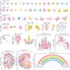 Decalmile Rainbow Unicorn Window Clings Castle Hot Air Balloon Butterfly Clouds Window Decals Girls Bedroom Baby Nursery Kids Room Window Stickers