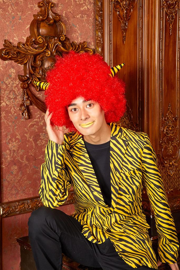 Clearstone Cosplay Halloween Setsubun Horned Hyper Afro Unisex Red