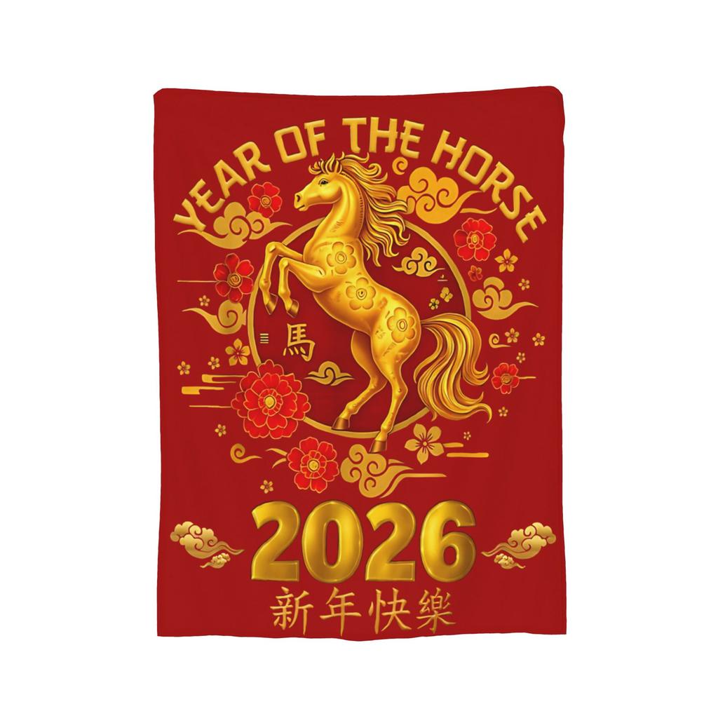 Chinese New Year Year of The Horse Flannel Blanket Awesome Throw Blanket for Sofa Bedding Lounge 200x150cm Quilt,