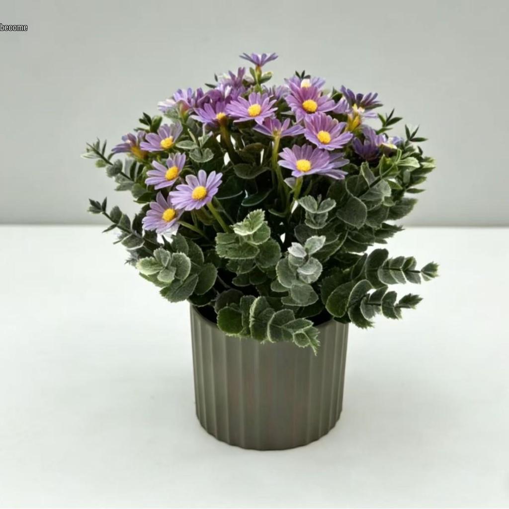Chamomile Artificial Flower Arrangement for Home & Restaurant Decor - Small Daisy Potted Plant