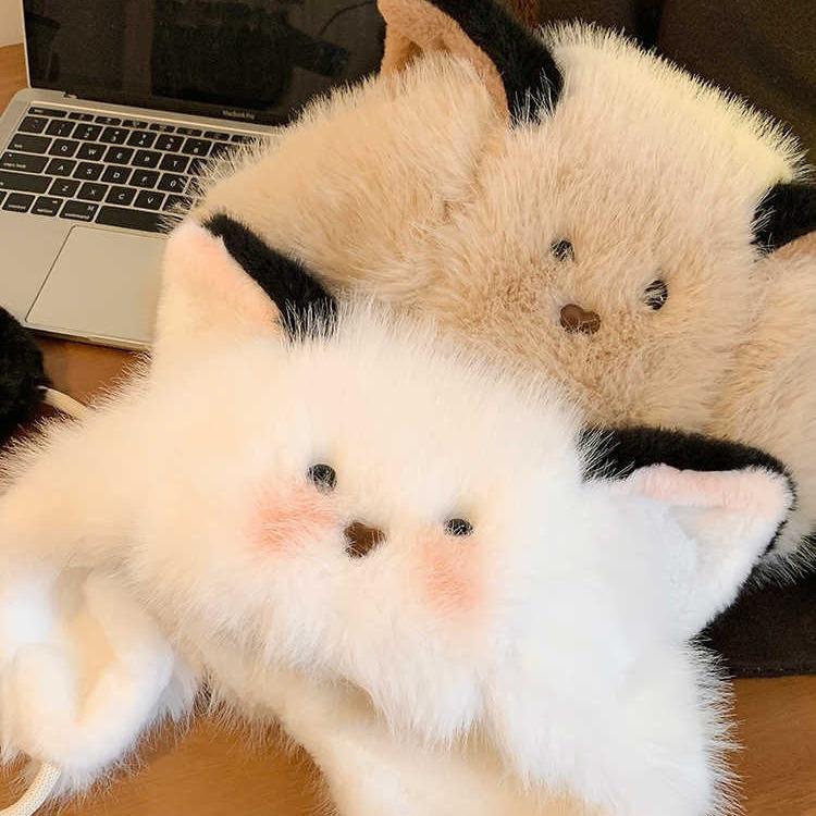 Japanese Cute Blush Fox Plush Hat for Women In Autumn and Winter Thickened Warm Ear Protection Lei Feng Hat Cycling Ski Hat Trendy