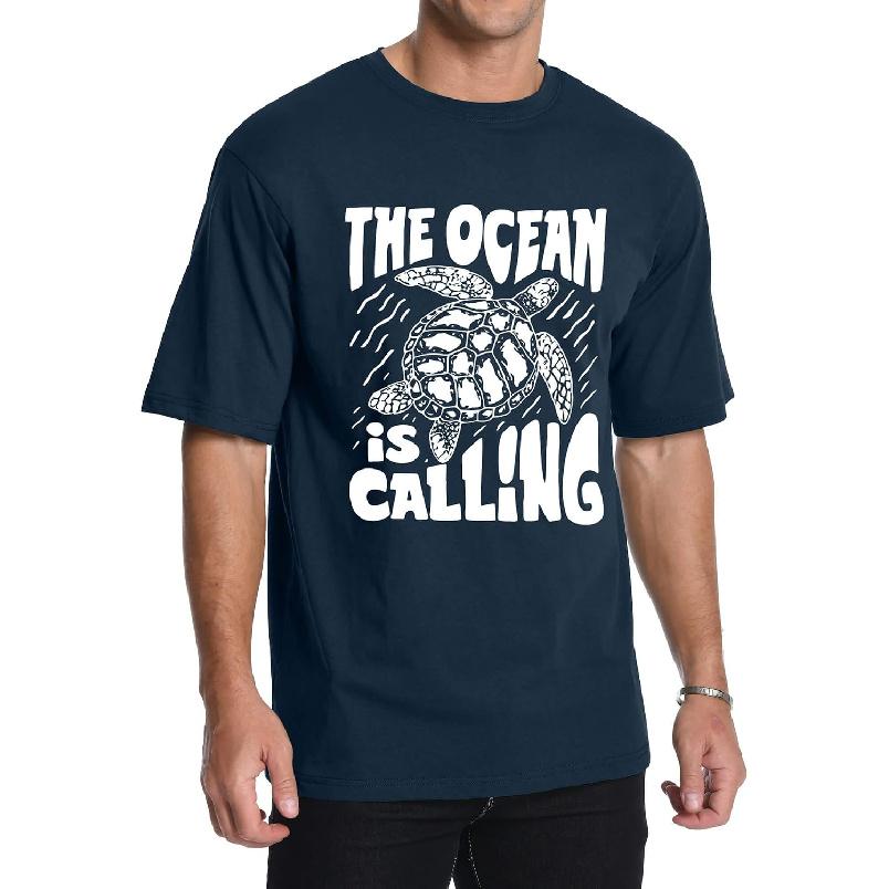 Aiyino Unisex Sea Turtle The Ocean is Calling 100% Cotton Graphic Tee