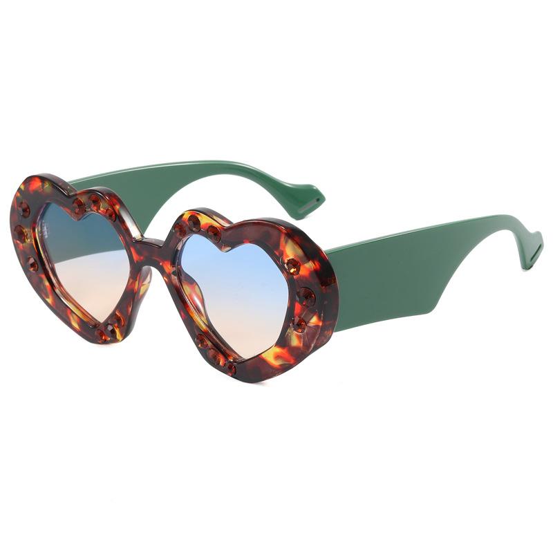 

Красочные солнцезащитные очки в форме сердца в стиле панк для женщин Дизайнерский бренд класса люкс Солнцезащитные очки для мужчин Уличный стиль Стразы Очки as picture