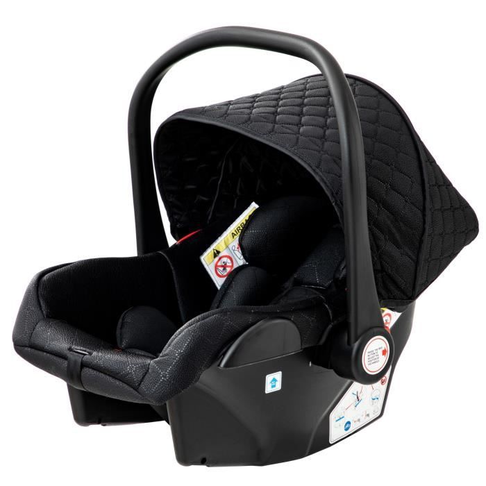 YAZOCO - Poussette 3 en 1 Bébé Poussette Combinée Siège-Auto Nacelle Trio Réversible Réglable Haute Qualité Roues Noir