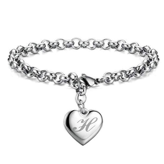 Adjustable Polished Smooth Edge Electroplating Ornamental Decoration Delicate Heart 26 Letters Alphabet Initial