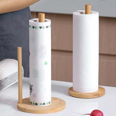 Küchenrollenhalter aus Holz für Badezimmertücher, vertikaler Ständer, Einweg-Papiertopf, Küchen- und Toilettenaufbewahrungszubehör