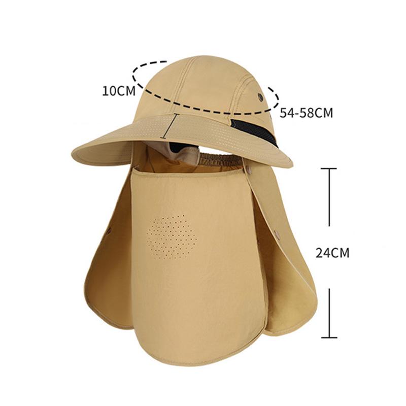 Fishing Hat With Mask Removable Sun Hat Cap Outdoor Sun Protection Wide Brim Camping Hunting Hiking Mask Scarf Hats Waterpeoof Fisherman Hat