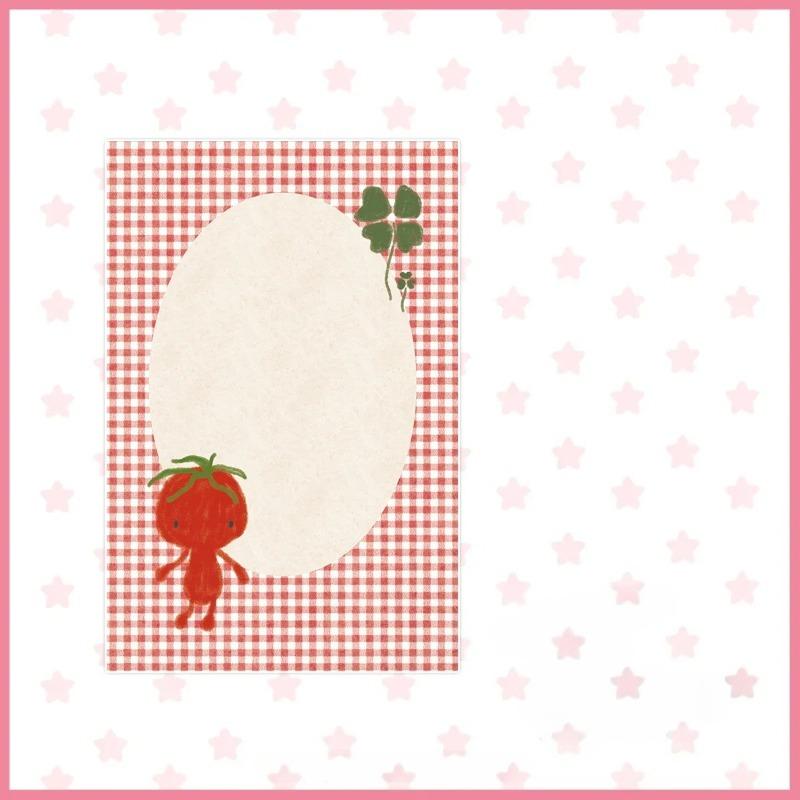 50Pcs Strawberry Memo Pads Kawaii Korean Style M5 Scrapbook Paper Journal Ins Tomato Notepad Grid Base Paper Decor Supplies