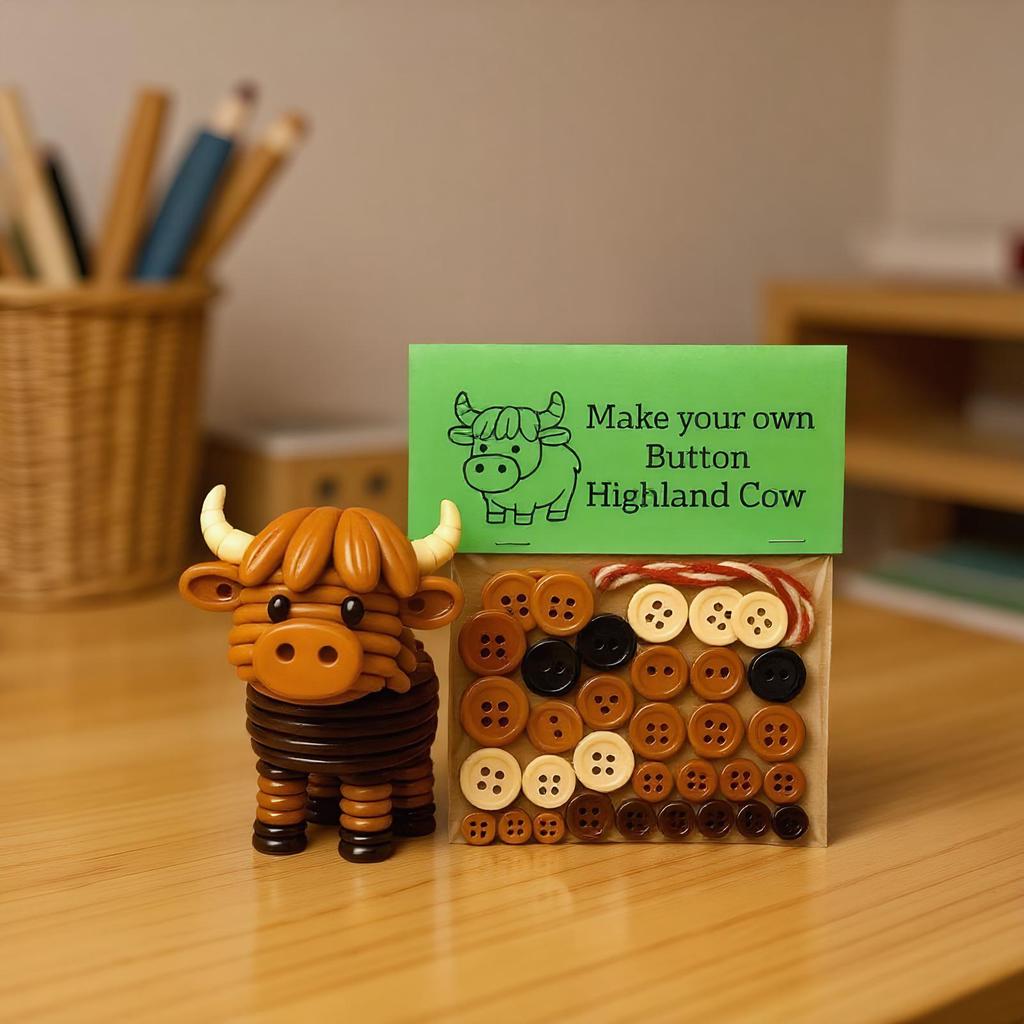 3D Animals Button Decor Handmade Button Highland Cow Decoration Kit Festive Atmosphere Props For Garden Patio Porch Indoor