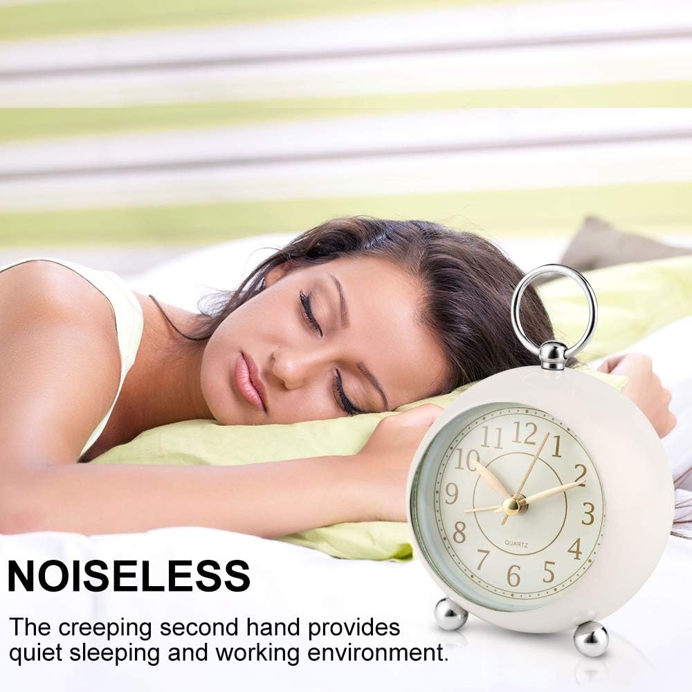 4.5inch Metal Alarm Clock Silent Non Ticking Bedside Clock Simple Loud Desk Clock for Heavy Sleeper