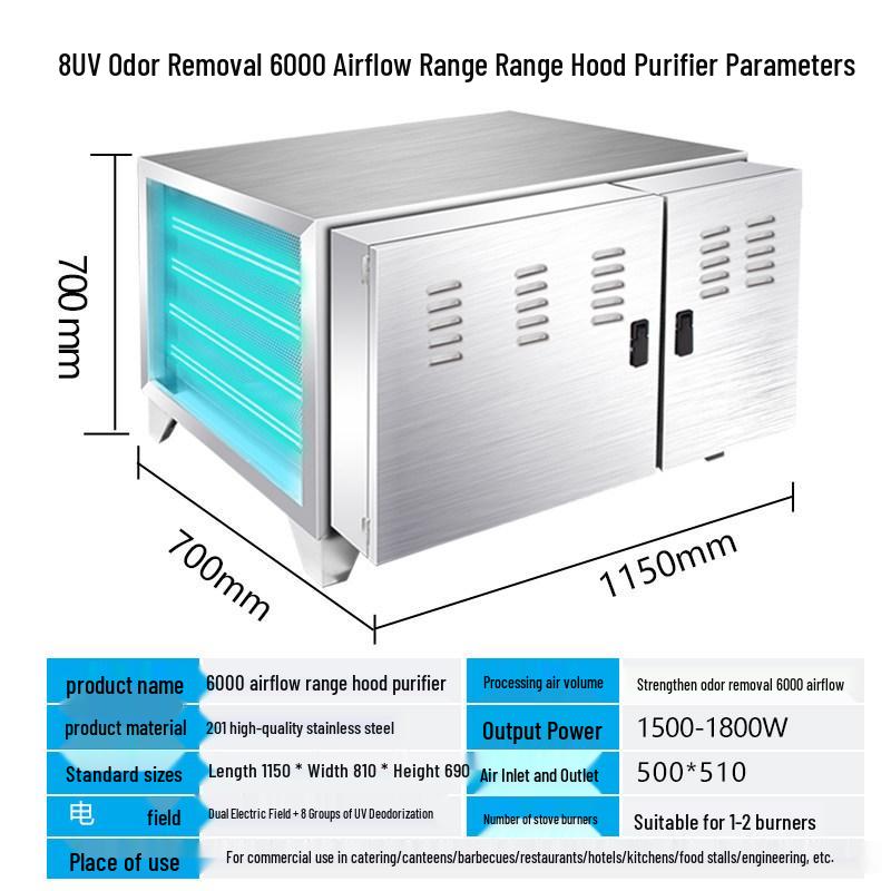 Commercial Eco-friendly Stainless Steel Smokeless Barbecue Kitchen Fume Purifier