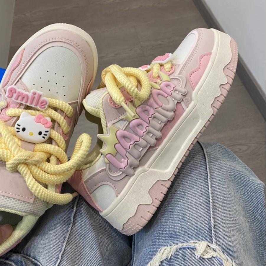 Explosive change niche original dopamine Kitty cat little white shoes female new student platform bread shoes board shoes