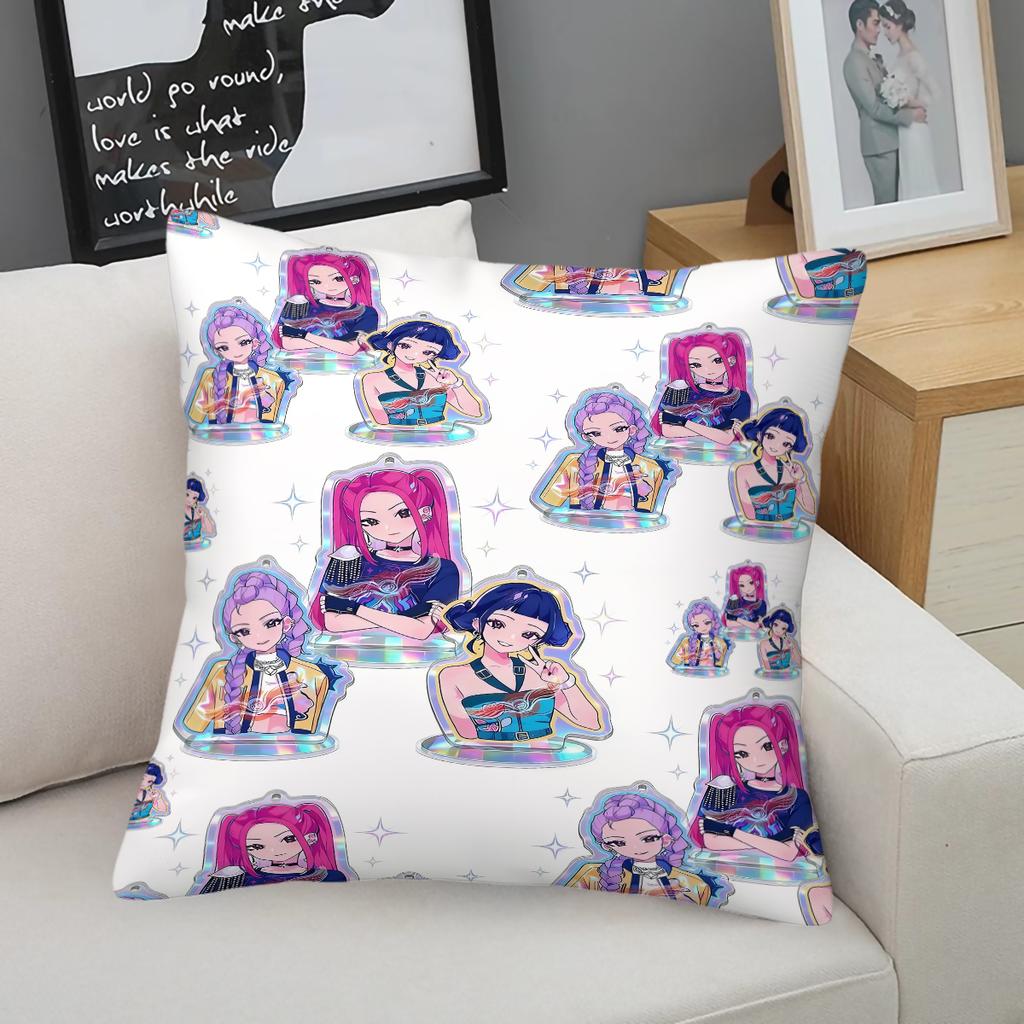 Kpop Chibi Idol Throw Pillow Decorative Cushion Hot Anime Soft Nap Pillow Zipper Closure for Sofa Bedroom Living Room Decor
