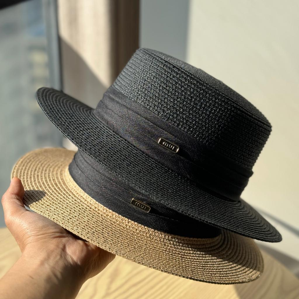 New French Flat-top Sunshade Straw Hat Women's Summer Outdoor Sunshade Sunscreen Fashion Sun Hat