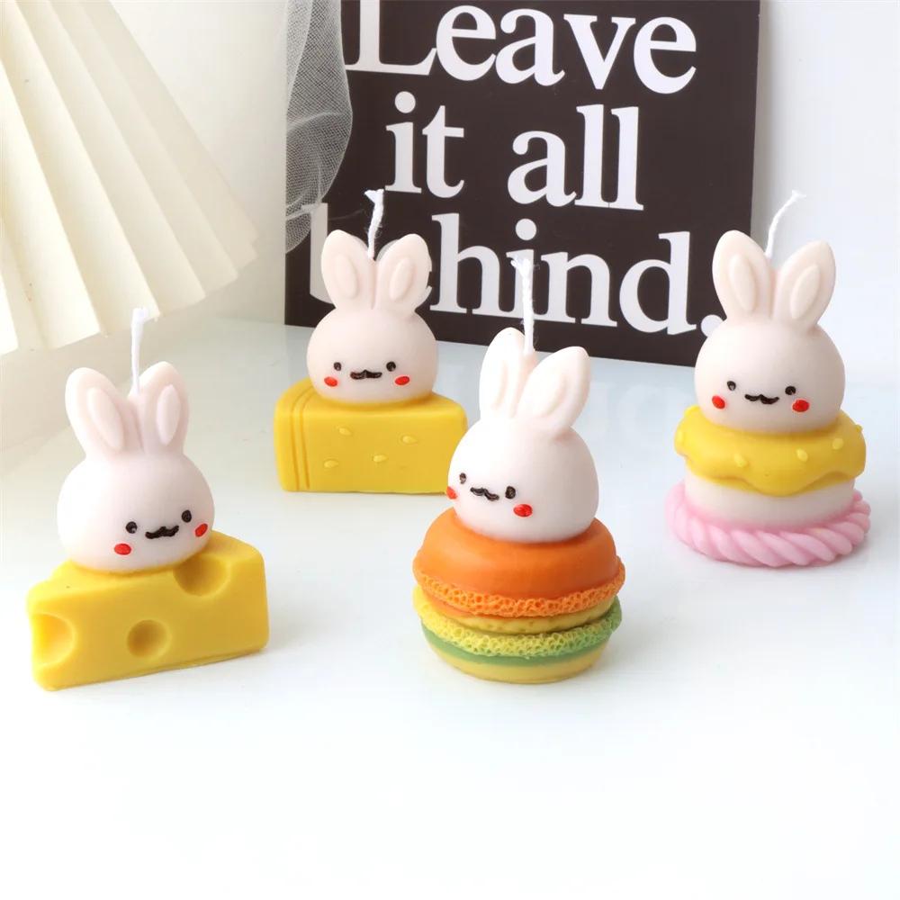 Stapeln Eisform Kaninchen Kerze Silikonformen Cartoon Hase Harzformen Käsekuchenform Gipsherstellungswerkzeug Ostergeschenke