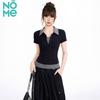 NOMe Women's Korean Style Faux Two-Piece Polo T-Shirt