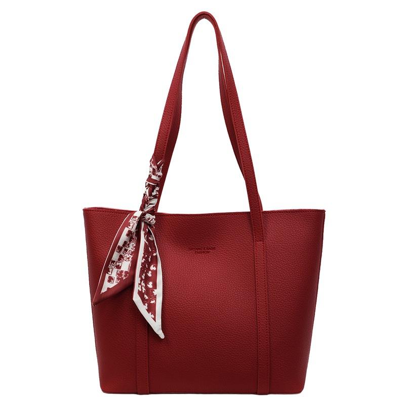 Large Capacity Red Bag Women's Versatile New Casual Shoulder Handbag Commuter Tote Bag