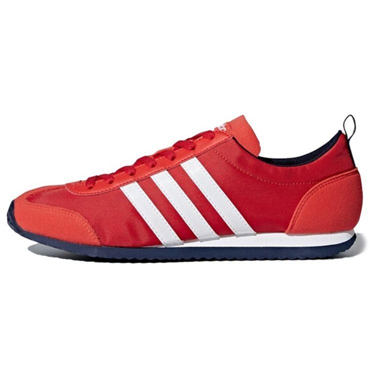 Adidas Neo Vs Jog Comfortable Suede Fabric Shock Absorption Non-Slip Low-Top Running Shoes Unisex Sneakers Red White DB0463