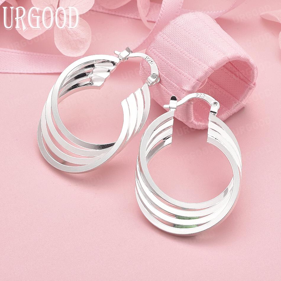 

925 Sterling Silver Fashion Multi-Strand Pierced Earrings Wedding Jewelry