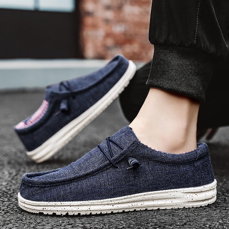 Men Casual Shoes Slip On Canvas Loafers Comfortable Walking Flats Non Slip Soft Moccasins Sneakers Summer