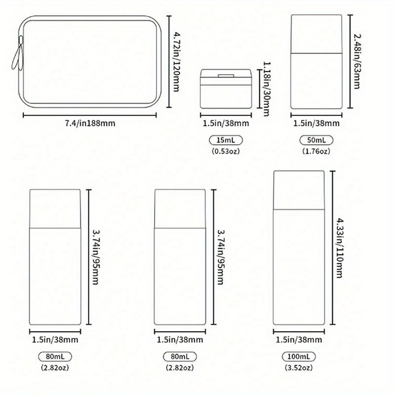 Travel Bottles Set, Silicone Squeezable Containers, Refillable Travel Accessories for Conditioner, Shampoo, Lotion & Body