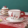 Santa Claus Ceramic Cup and Saucer Christmas theme Coffee Cup Afternoon teacup Dish Christmas Mug Breakfast Milk Juice Water Cup