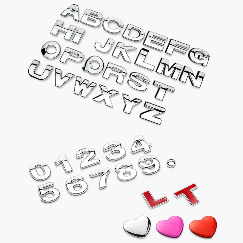 Custom 3D Car Number Alphabet Stickers Zinc Alloy Metal Chrome Emblem Scratch Proof Durable for Auto Badge Motorcycle Laptop Decor